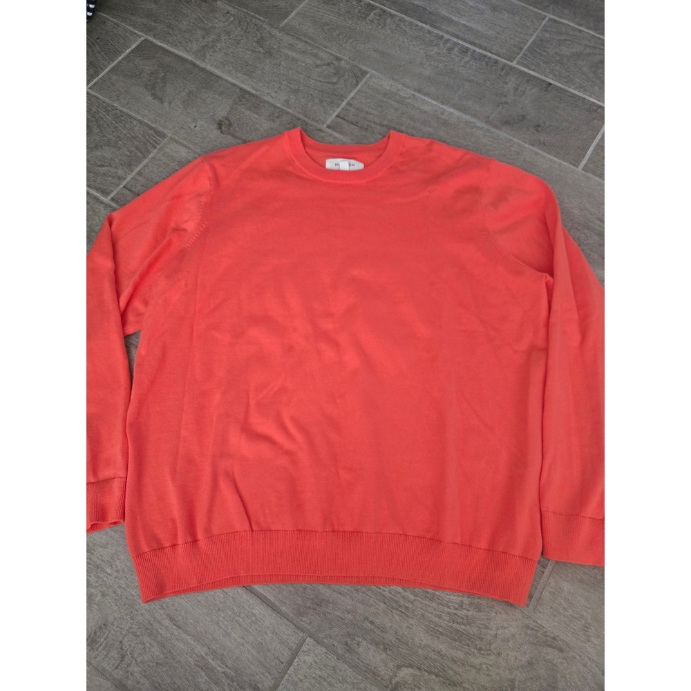 Womens HUDSON NORTH‎ Coral Crewneck Cotton Sweater XL Knit Pullover Thin